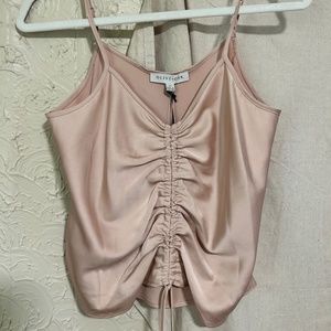 Crop silk two piece blush pink silk caI and skirt size M